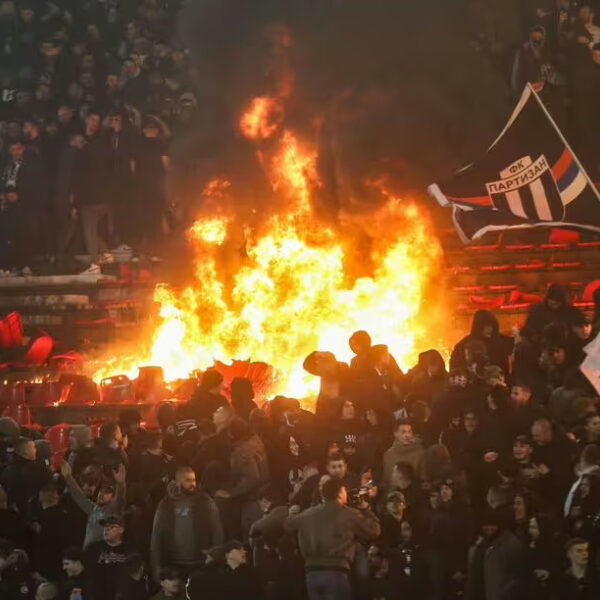 Belgrade serbia fire broke out during the serbian superliga football match between crvena 6759147