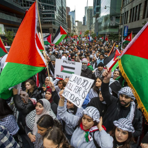Tuntetes Torontoban a palesztin nep es Izrael ellen 2023