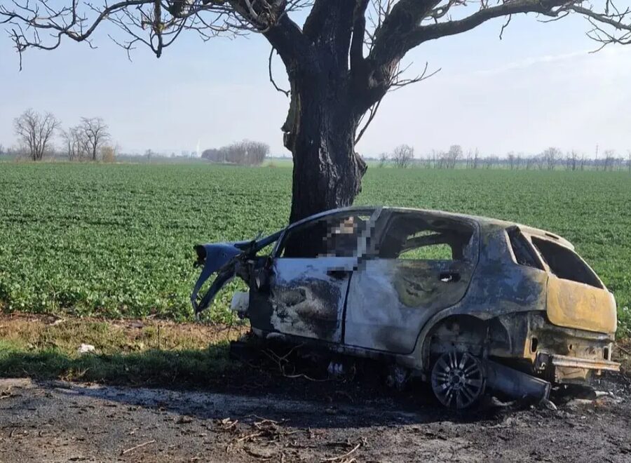 1775129080 policia hlada svedkov tragickej nehody pri dolnej krupej po naraze do stromu vozidlo vzplanulo vodic v nom zahynul