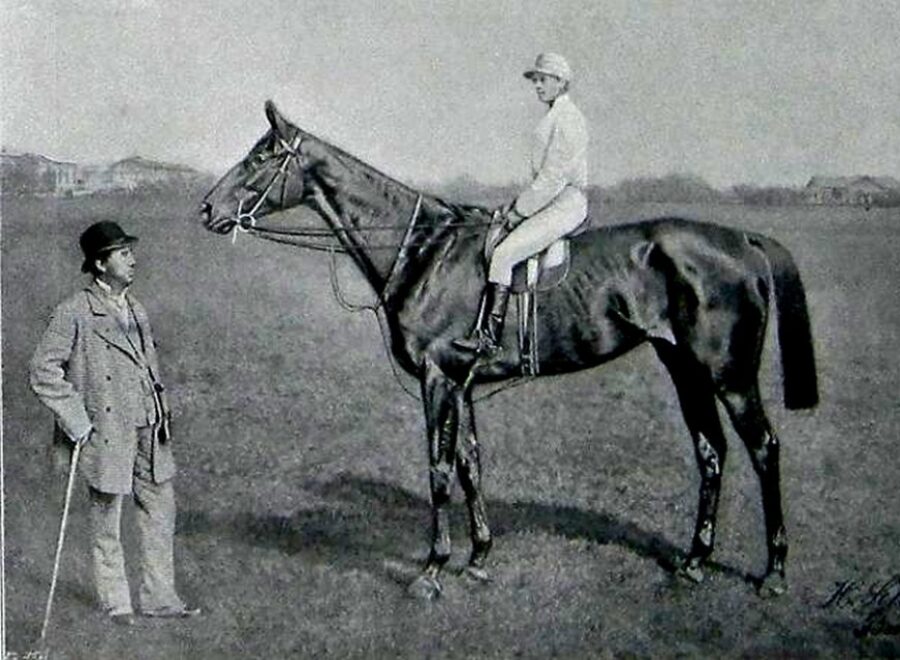 Hesp Róbert tréner Kincsem és annak zsokéja Harry Wainwright 1879 július 18 án Kép forrása ujkor hu