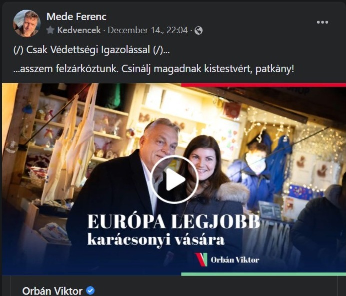Screenshot of 20 Mede Ferenc Facebook