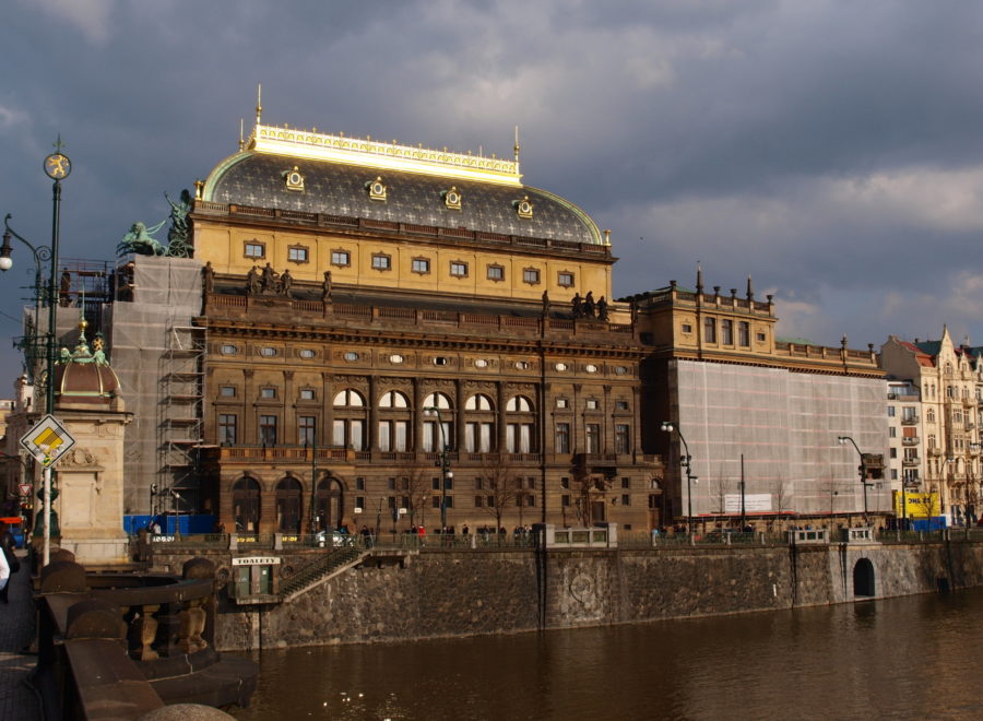 Národní divadlo theatre in Prague viewed from across the water