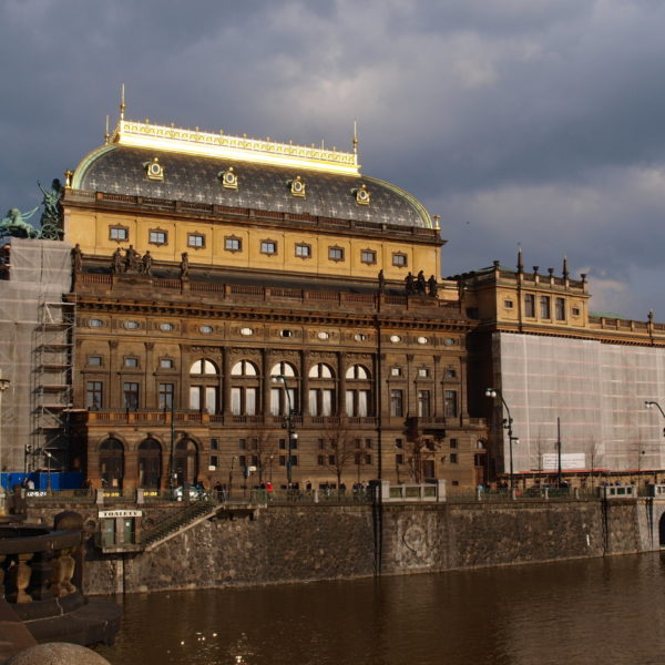 Národní divadlo theatre in Prague viewed from across the water