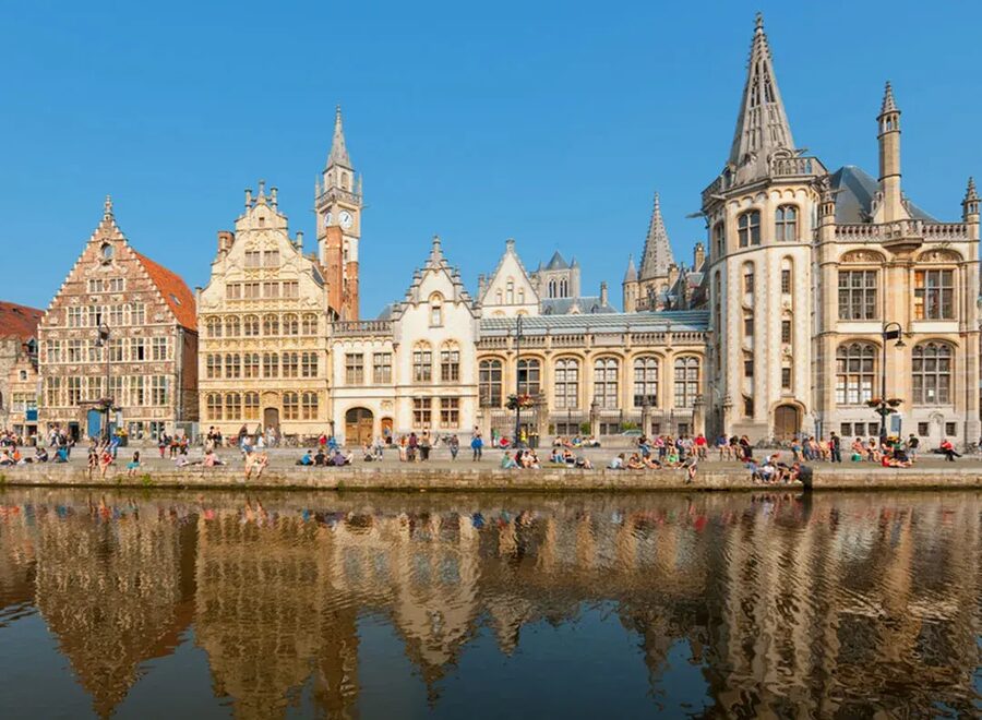 Guild houses Lys River Belgium Ghent