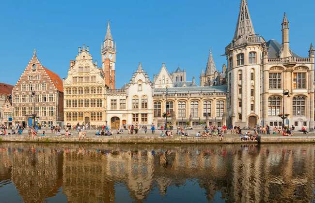 Guild houses Lys River Belgium Ghent