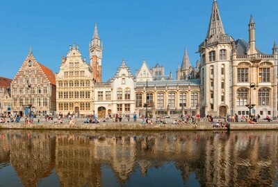 Guild houses Lys River Belgium Ghent