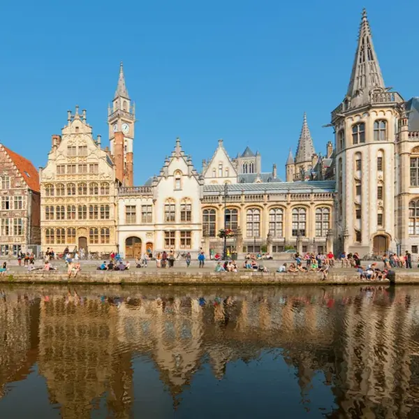 Guild houses Lys River Belgium Ghent
