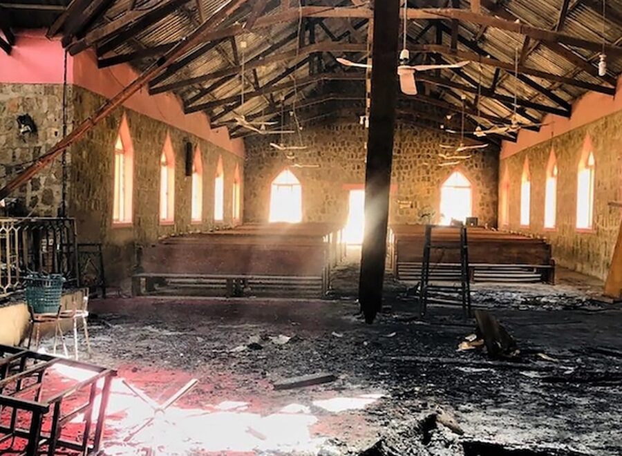 Remains of EYN church in Garkida Adamawa state destoyed by Boko Haram in Feb