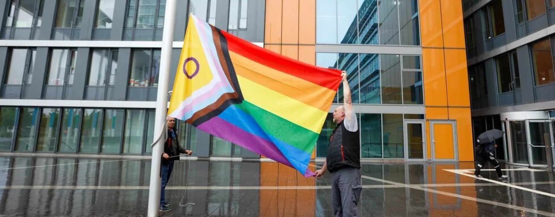 Rainbow flag next to the ep buildings jpg