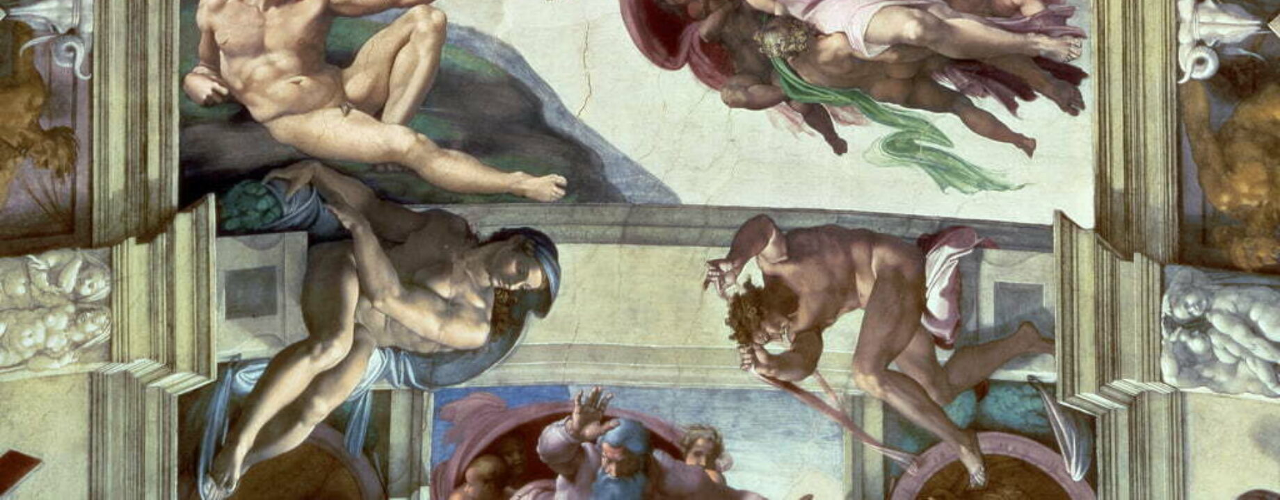 Michelangelo Buonarroti Sistine Chapel Ceiling Creation of Adam 1510 post restoration Meister Drucke 116413