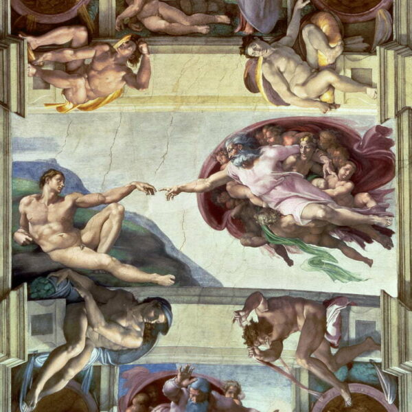 Michelangelo Buonarroti Sistine Chapel Ceiling Creation of Adam 1510 post restoration Meister Drucke 116413
