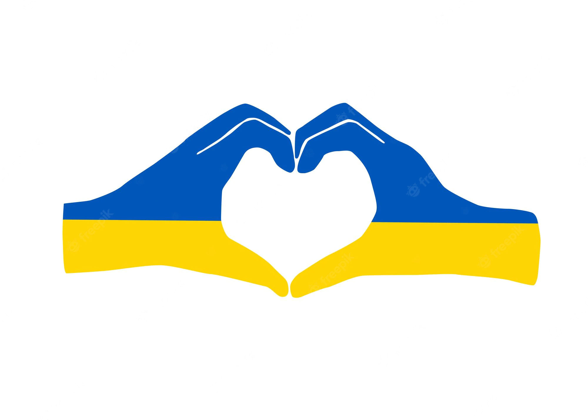 Ukraine heart with hand shape icon ukrainian flag blue yellow support logo design 497088 14