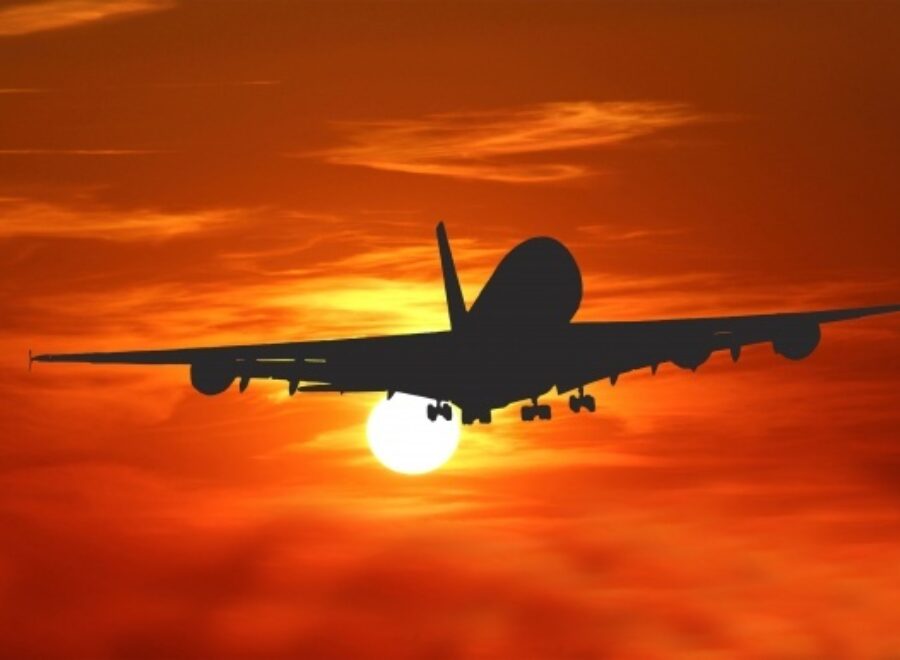 Airplane sunset travel