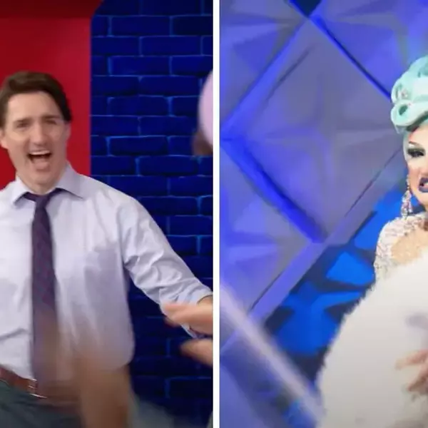 Justin trudeau meeting the drag queens right one of the show s contestants