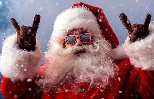Funny santa claus devil horns hand devil horns hands wallpaper preview
