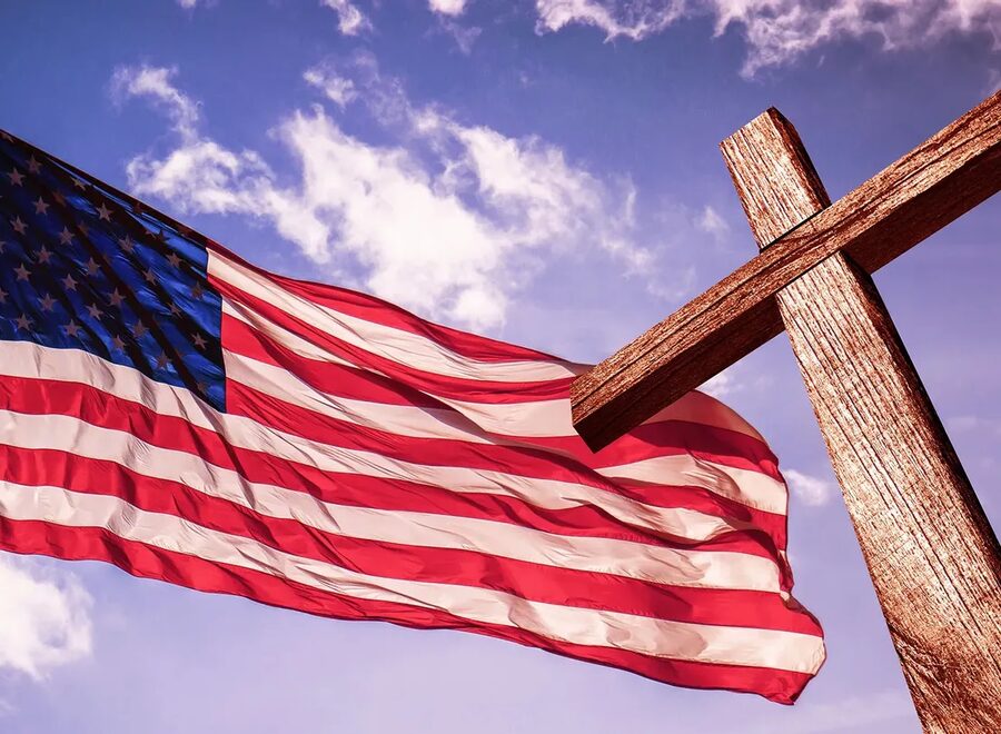 American clag christian cross 0723211