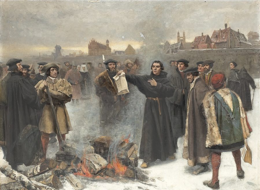 1381px Karl Aspelin Luther uppbränner den påfliga bullan