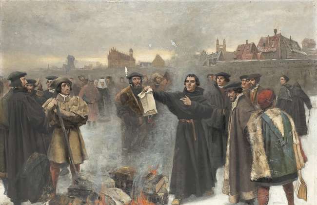 1381px Karl Aspelin Luther uppbränner den påfliga bullan