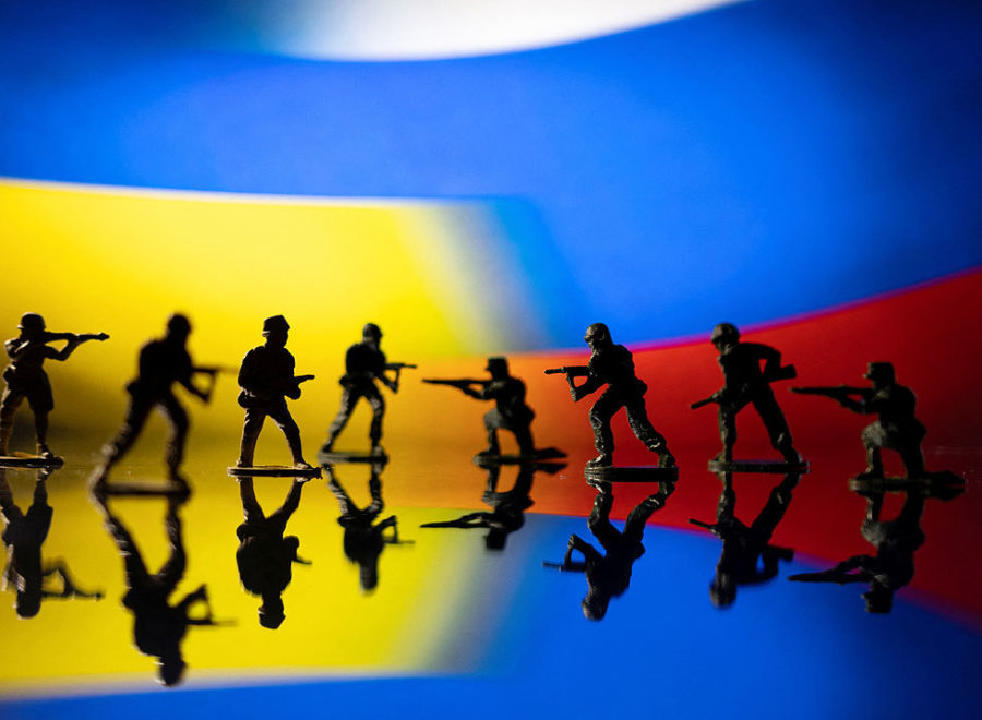 Ukraine Russia flag toy soldiers REUTERS