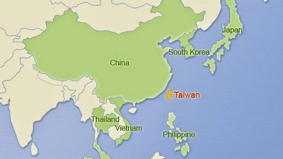 Kina Tajvan karta