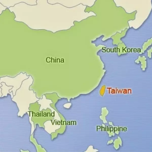 Kina Tajvan karta