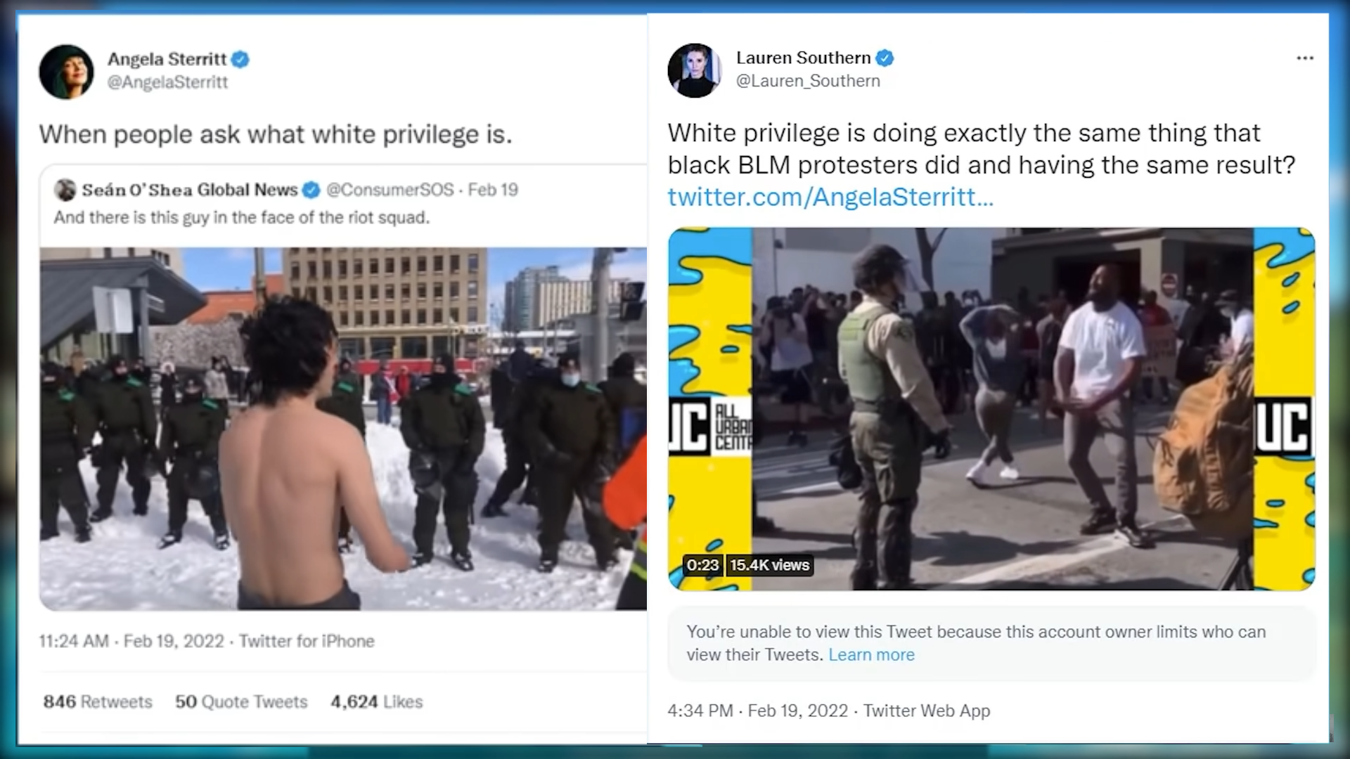 Protest vs white privilege