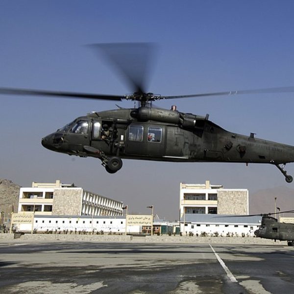 Blackhawk takes off from Kabul airport afghanistan